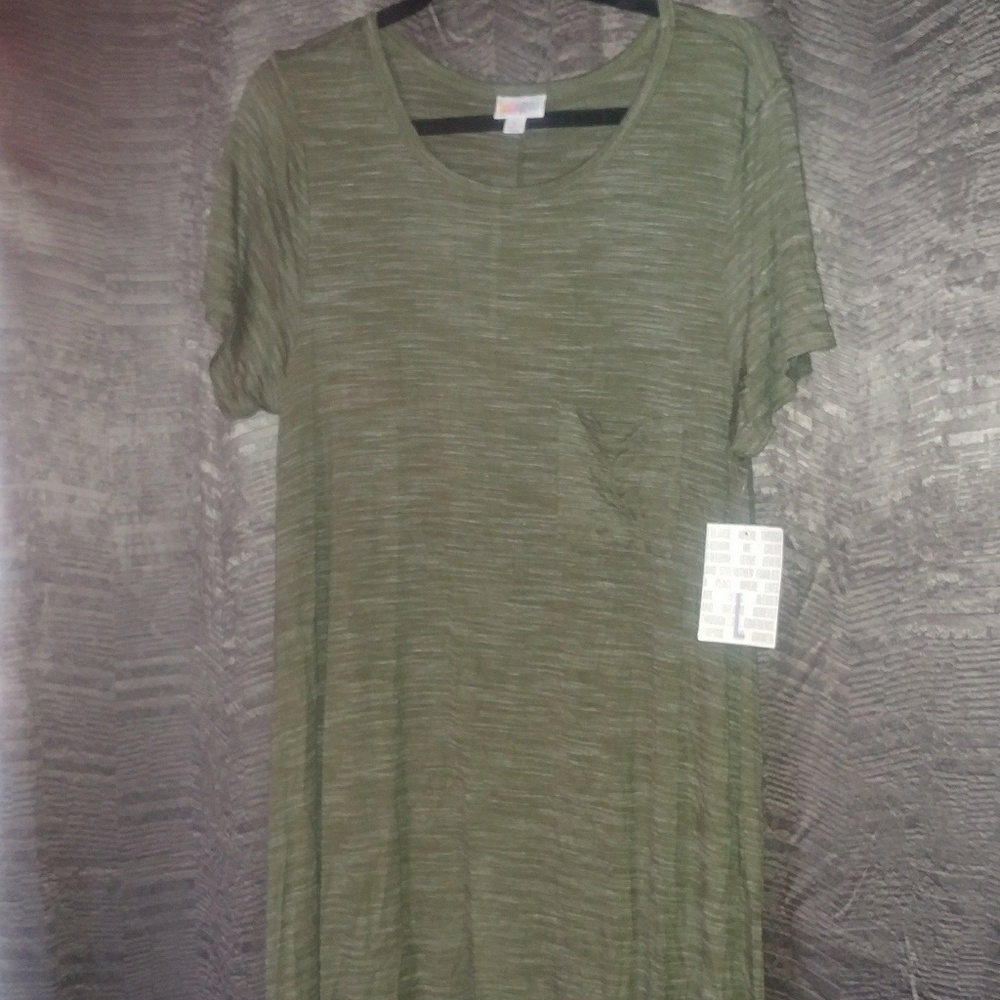 Lightweight heathered green hi-low Carly dress